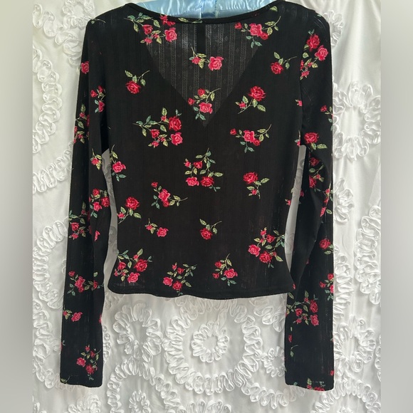 For Love and Lemons Pointelle Black Rose Floral PJ Set - Picture 2 of 4